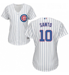Womens Majestic Chicago Cubs 10 Ron Santo Authentic White Home Cool Base MLB Jersey