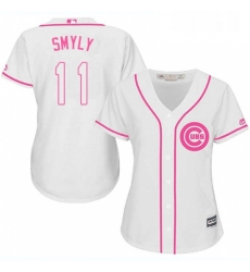 Womens Majestic Chicago Cubs 11 Drew Smyly Authentic White Fashion MLB Jersey 