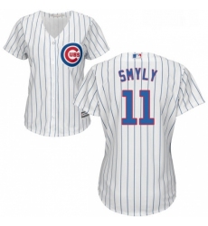 Womens Majestic Chicago Cubs 11 Drew Smyly Authentic White Home Cool Base MLB Jersey 