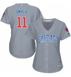 Womens Majestic Chicago Cubs 11 Drew Smyly Replica Grey Road MLB Jersey 