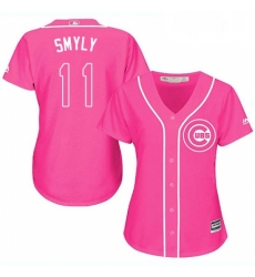 Womens Majestic Chicago Cubs 11 Drew Smyly Replica Pink Fashion MLB Jersey 