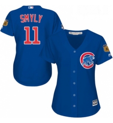 Womens Majestic Chicago Cubs 11 Drew Smyly Replica Royal Blue Alternate MLB Jersey 