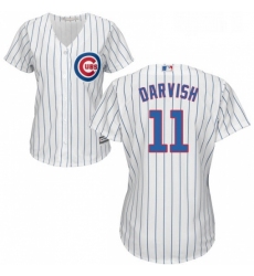 Womens Majestic Chicago Cubs 11 Yu Darvish Replica White Home Cool Base MLB Jersey 