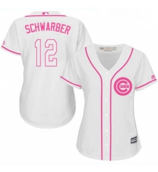 Womens Majestic Chicago Cubs 12 Kyle Schwarber Authentic White Fashion MLB Jersey