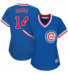 Womens Majestic Chicago Cubs 14 Ernie Banks Authentic Royal Blue Cooperstown MLB Jersey