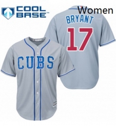 Womens Majestic Chicago Cubs 17 Kris Bryant Authentic Grey Alternate Road MLB Jersey