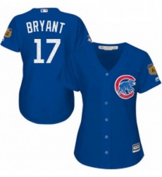 Womens Majestic Chicago Cubs 17 Kris Bryant Authentic Royal Blue 2017 Spring Training Cool Base MLB Jersey