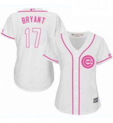 Womens Majestic Chicago Cubs 17 Kris Bryant Authentic White Fashion MLB Jersey