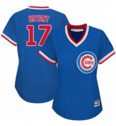 Womens Majestic Chicago Cubs 17 Kris Bryant Replica Royal Blue Cooperstown MLB Jersey