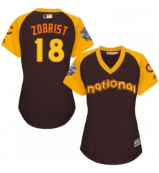 Womens Majestic Chicago Cubs 18 Ben Zobrist Authentic Brown 2016 All Star National League BP Cool Base MLB Jersey