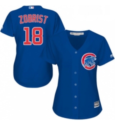 Womens Majestic Chicago Cubs 18 Ben Zobrist Authentic Royal Blue Alternate MLB Jersey