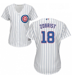 Womens Majestic Chicago Cubs 18 Ben Zobrist Replica White Home Cool Base MLB Jersey