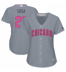 Womens Majestic Chicago Cubs 21 Sammy Sosa Authentic Grey Mothers Day Cool Base MLB Jersey