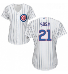 Womens Majestic Chicago Cubs 21 Sammy Sosa Authentic White Home Cool Base MLB Jersey