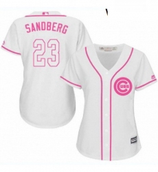 Womens Majestic Chicago Cubs 23 Ryne Sandberg Replica White Fashion MLB Jersey