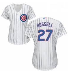 Womens Majestic Chicago Cubs 27 Addison Russell Authentic White Home Cool Base MLB Jersey
