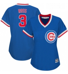 Womens Majestic Chicago Cubs 3 David Ross Authentic Royal Blue Cooperstown MLB Jersey