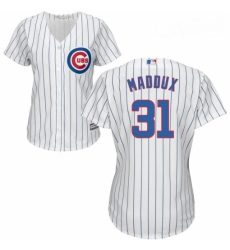 Womens Majestic Chicago Cubs 31 Greg Maddux Replica White Home Cool Base MLB Jersey