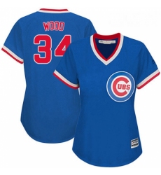 Womens Majestic Chicago Cubs 34 Kerry Wood Authentic Royal Blue Cooperstown MLB Jersey