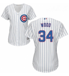 Womens Majestic Chicago Cubs 34 Kerry Wood Replica White Home Cool Base MLB Jersey