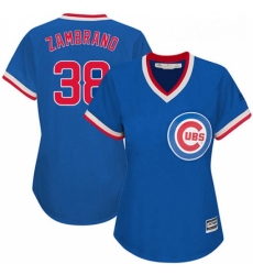 Womens Majestic Chicago Cubs 38 Carlos Zambrano Replica Royal Blue Cooperstown MLB Jersey