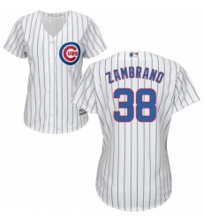 Womens Majestic Chicago Cubs 38 Carlos Zambrano Replica White Home Cool Base MLB Jersey