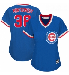 Womens Majestic Chicago Cubs 38 Mike Montgomery Authentic Royal Blue Cooperstown MLB Jersey