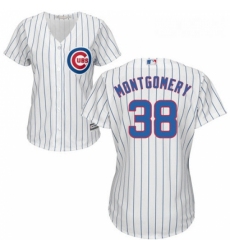 Womens Majestic Chicago Cubs 38 Mike Montgomery Authentic White Home Cool Base MLB Jersey
