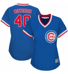 Womens Majestic Chicago Cubs 40 Willson Contreras Replica Royal Blue Cooperstown MLB Jersey