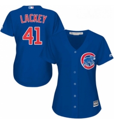Womens Majestic Chicago Cubs 41 John Lackey Authentic Royal Blue Alternate MLB Jersey