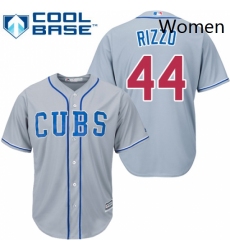 Womens Majestic Chicago Cubs 44 Anthony Rizzo Authentic Grey Alternate Road MLB Jersey