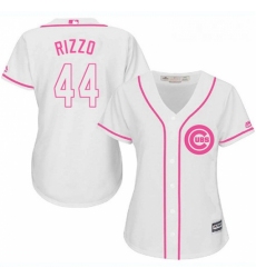 Womens Majestic Chicago Cubs 44 Anthony Rizzo Replica White Fashion MLB Jersey
