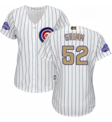 Womens Majestic Chicago Cubs 52 Justin Grimm Authentic White 2017 Gold Program MLB Jersey