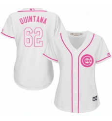 Womens Majestic Chicago Cubs 62 Jose Quintana Replica White Fashion MLB Jersey 