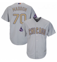 Womens Majestic Chicago Cubs 70 Joe Maddon Authentic Gray 2017 Gold Champion MLB Jersey