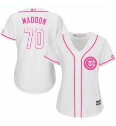 Womens Majestic Chicago Cubs 70 Joe Maddon Replica White Fashion MLB Jersey
