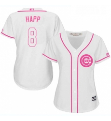 Womens Majestic Chicago Cubs 8 Ian Happ Authentic White Fashion MLB Jersey 