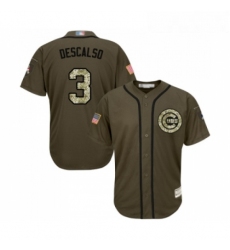 Youth Chicago Cubs 3 Daniel Descalso Authentic Green Salute to Service Baseball Jersey 