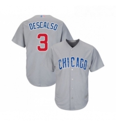 Youth Chicago Cubs 3 Daniel Descalso Authentic Grey Road Cool Base Baseball Jersey 