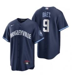 Youth Cubs Wrigleyville Javier Baez Navy City Connect Replica Jersey