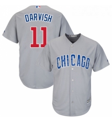 Youth Majestic Chicago Cubs 11 Yu Darvish Replica Grey Road Cool Base MLB Jersey 