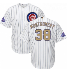 Youth Majestic Chicago Cubs 38 Mike Montgomery Authentic White 2017 Gold Program Cool Base MLB Jersey