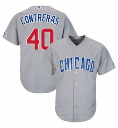 Youth Majestic Chicago Cubs 40 Willson Contreras Replica Grey Road Cool Base MLB Jersey