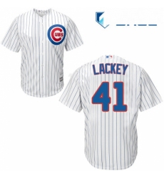 Youth Majestic Chicago Cubs 41 John Lackey Authentic White Home Cool Base MLB Jersey