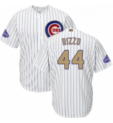 Youth Majestic Chicago Cubs 44 Anthony Rizzo Authentic White 2017 Gold Program Cool Base MLB Jersey