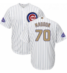 Youth Majestic Chicago Cubs 70 Joe Maddon Authentic White 2017 Gold Program Cool Base MLB Jersey