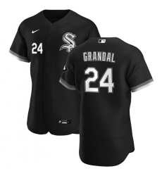 Men Chicago White Sox 24 Yasmani Grandal Men Nike Black Alternate 2020 Flex Base Player MLB Jersey