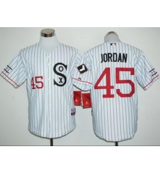 Men Chicago White Sox #45 Michael Jordan White Stips Jersey