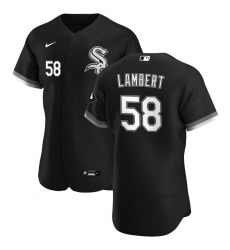 Men Chicago White Sox 58 Jimmy Lambert Men Nike Black Alternate 2020 Flex Base Player MLB Jersey