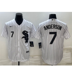 Men Chicago White Sox 7 Tim Anderson White Cool Base Stitched Jersey